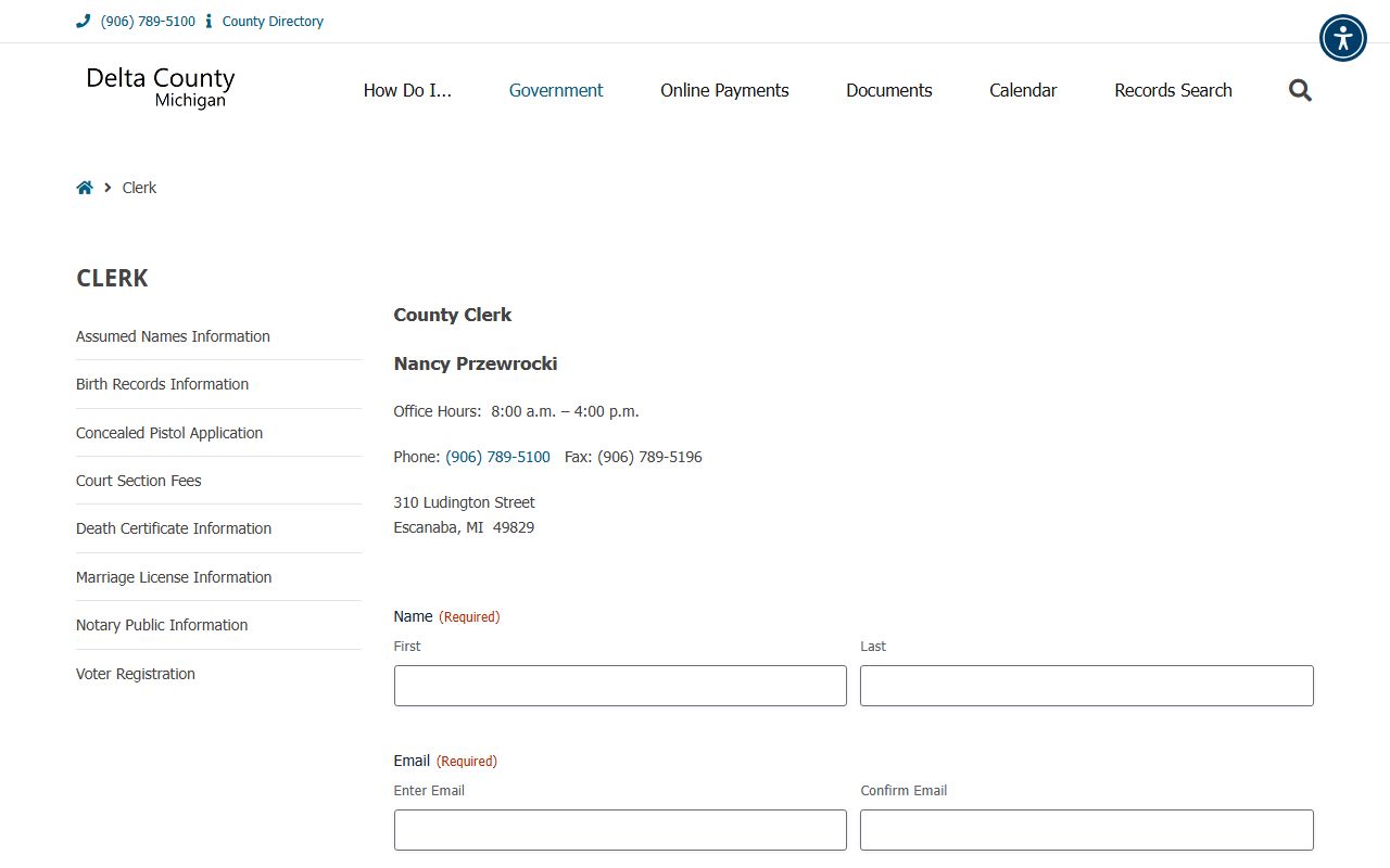 Delta County Clerk records and office services page