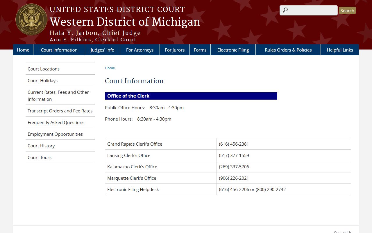 Delta County federal court docket contact information