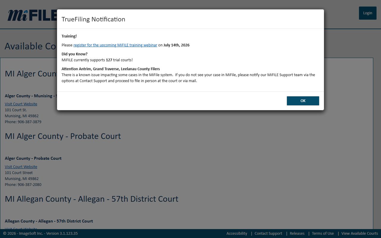 Delta County probate court records MiFILE e-filing directory